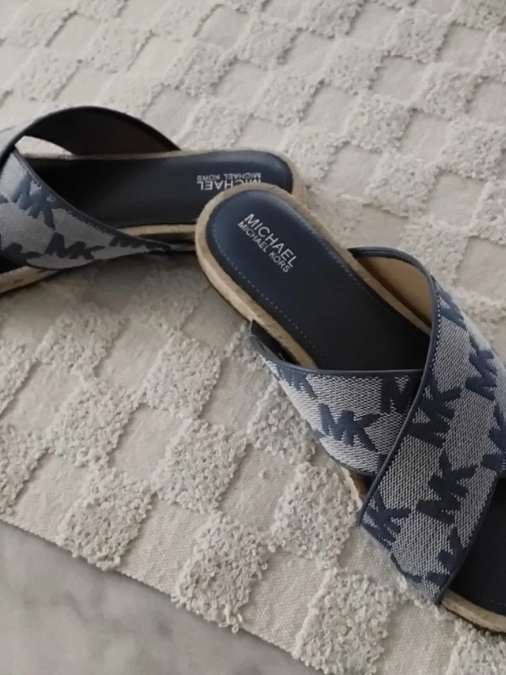 MICHAEL Michael Kors Blue Crossband Espadrille Slides